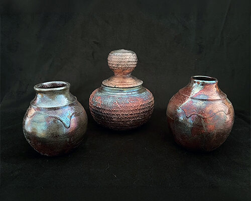 Copper Raku vessels