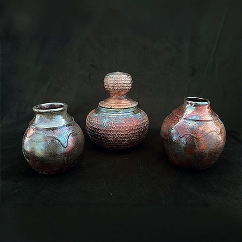 Copper Raku vessels