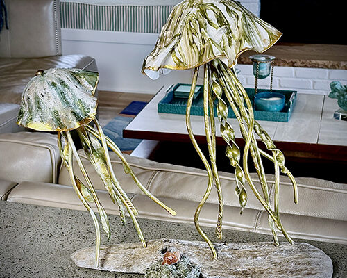 Jellyfish Duet on Driftwood