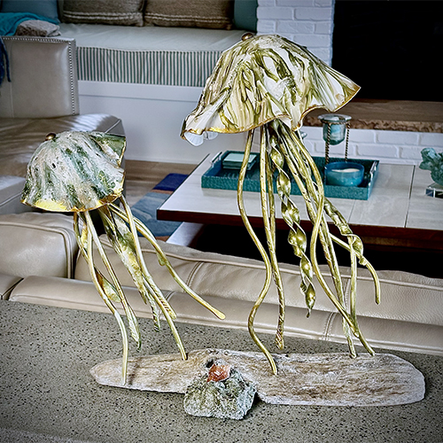 Jellyfish Duet on Driftwood