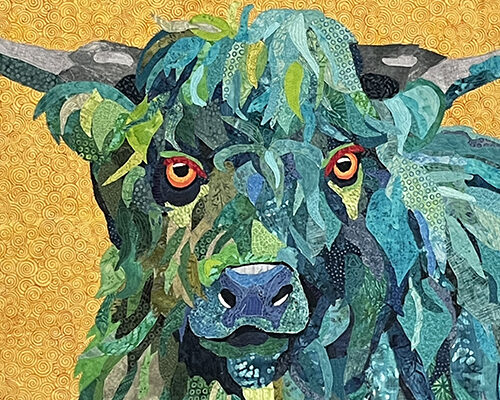 Lisa Rogers highland cow fiber art